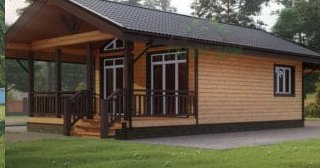 Проект одноэтажного дома из бруса с террасой - Строительство в Арсеньеве от Строй-Рсн от 136981 руб.